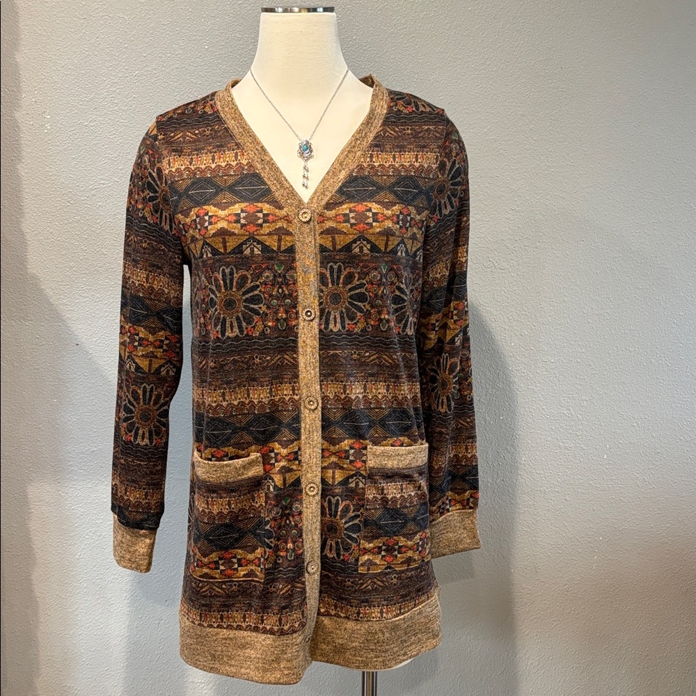 Bohemian Patterned Cardigan Sweater